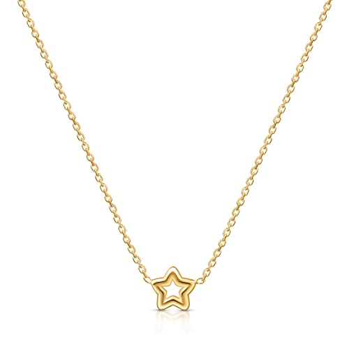 Amberta Damen Himmlisch Halsband aus 925 Sterling Silber: 18 Karat Vergoldete Stern Silhouette Halskette von Amberta