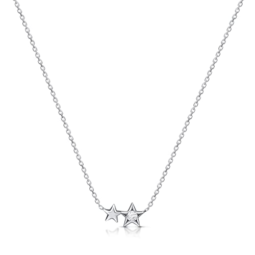 Amberta Damen Himmlisch Halsband aus 925 Sterling Silber: Doppel Stern Halskette von Amberta