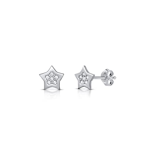 Amberta Damen Himmlisch Ohrstecker aus 925 Sterling Silber: CZ Stern Ohrstecker von Amberta