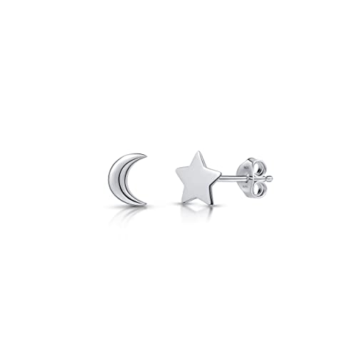 Amberta Damen Himmlisch Ohrstecker aus 925 Sterling Silber: Mond und Stern Ohrstecker von Amberta