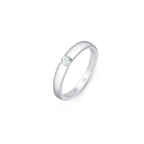Amberta Damen Hochzeit Ringe aus 925 Sterlingsilber | Solitär Verlobungsring | Verlobungsring Damen Solitär | Zirkonia Ring Silber 925: Eheringe Silber BreitRing Grösse 55,1 von Amberta