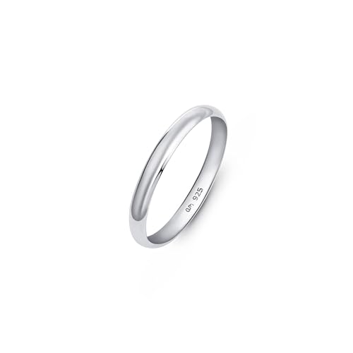 Amberta Damen Hochzeits Ring aus 925 Sterling Silber: 2.5 mm Sterling Silber Hochzeitsringe für Frauen - Ringgröße 55.1 von Amberta