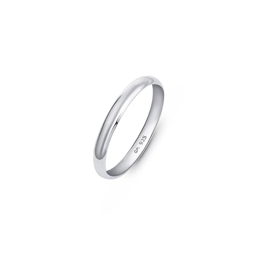 Amberta Damen Hochzeits Ring aus 925 Sterling Silber: 2.5 mm Sterling Silber Hochzeitsringe für Frauen - Ringgröße 60.2 von Amberta