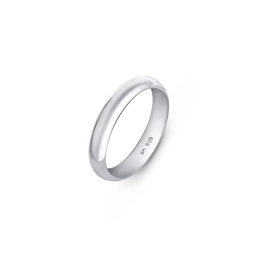 Amberta Damen Hochzeits Ring aus 925 Sterling Silber: 4 mm Sterling Silber Hochzeitsringe für Frauen - Ringgröße 65 von Amberta