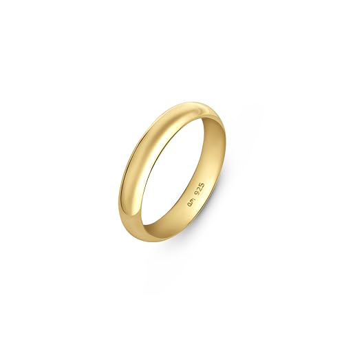 Amberta Damen Hochzeitsringe Silber 925 aus Vergoldet | Hochzeitsring Herren Silber | Ring Vergoldet Damen | Hochzeit Ringe Gold: Ring Gold Damen Ringgröße 61.2 von Amberta