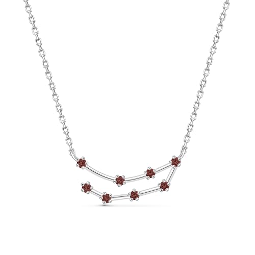 Amberta Damen Kette Sternbild mit Zirkonia aus 925 Sterlingsilber - Halskette Silber Sternzeichen mit Kristall: Steinbock Kette Silber von Amberta