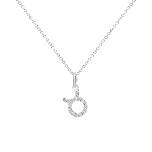 Amberta Damen Kette Sternzeichen mit Zirkonia aus 925 Sterlingsilber - Halskette Silber Sternzeichen: Stier Kette Silber von Amberta