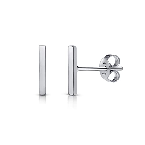 Amberta Damen Minimalistische Ohrstecker aus 925 Sterling Silber: Silber Polierte Stange Ohrstecker von Amberta