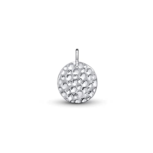 Amberta Damen Minimalistischer Münz Anhänger aus 925 Sterling Silber: Silberner Gehämmerter Flacher Anhänger Amberta Damen Minimalistischer Münz Anhänger aus 925 Sterling Silber: Silberner Gehämmerter Flacher Anhänger von Amberta