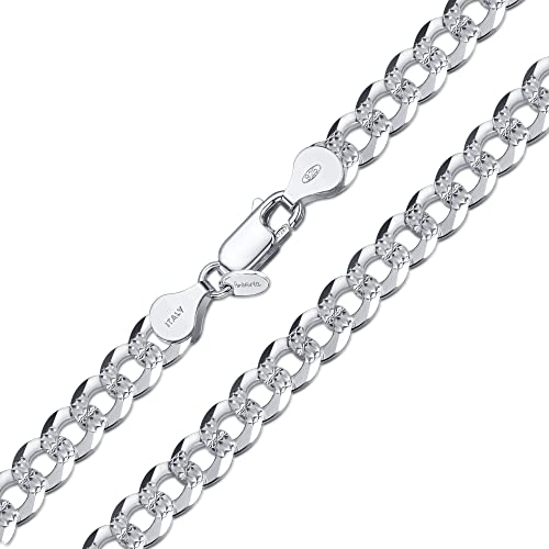 Amberta Damen Panzer Halskette im Diamantschliff aus 925 Sterling Silber: 7.9 mm 50 cm von Amberta