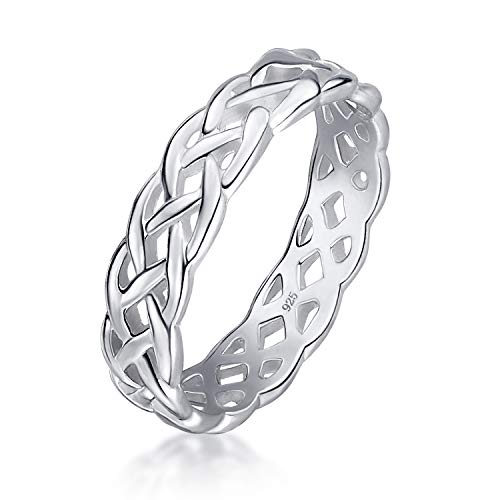 Amberta Damen Ring aus Sterling Silber Keltisches Knoten Design Spiraler Flechtring: Innen Umfang - Größe 51.2 mm von Amberta