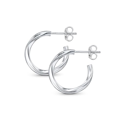 Amberta Italienische 925 Sterling Silber Ohrringe für Frauen | Silber verdrehte Creolen | Verdrehte Seil Hoop Ohrringe | Silber Runde Hoop Ohrringe für Frauen, Sterling Silber von Amberta