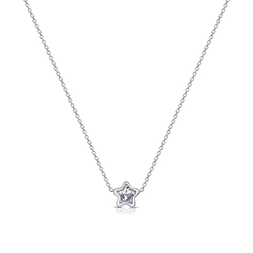 Amberta Damen Solitär Halskette aus 925 Sterling Silber mit AAA Zirkonia: Silber CZ Simulierte Diamant Stern Halskette von Amberta