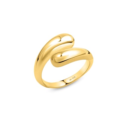 Amberta Damen Tropfen Ringe aus 925 Sterling Silber - Statement Ring Silber: Goldring 58,9 Größe von Amberta