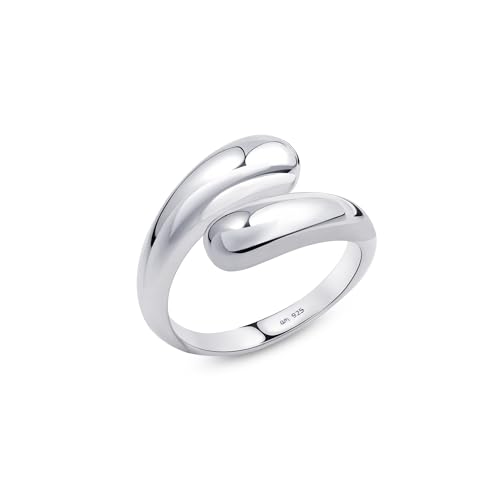 Amberta Damen Tropfen Ringe aus 925 Sterling Silber - Statement Ring Silber: Ring 52,5 Größe von Amberta