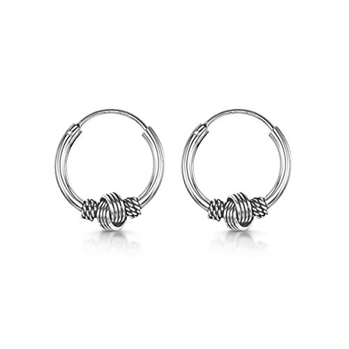 Amberta Damen Bali Creolen Ohrringen aus 925 Sterling Silber: 15 mm Liebes Knoten von Amberta