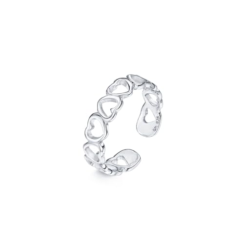 Amberta 925 Sterling Silber Zehering Verstellbar Damen | Delfin Blumen Krone Blatt Fußschmuck: Herz Zehenringe von Amberta