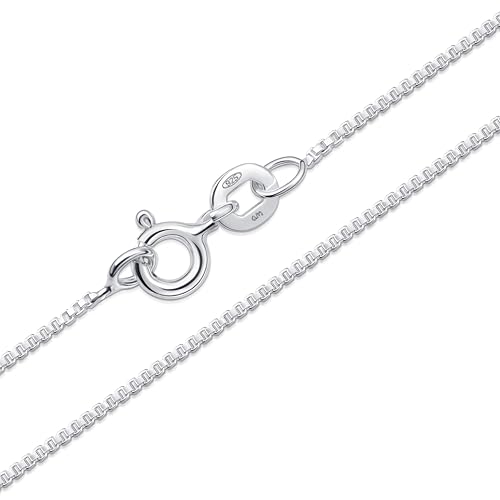 Amberta Echt 925 Sterling Silber Halskette Für Damen und Herren | Super Dünne Kette aus Silber Singapurkette Schlangenkette Panzerkette Schlichte 40 45 50 55 60 cm: 45 cm Box Kette Silber von Amberta