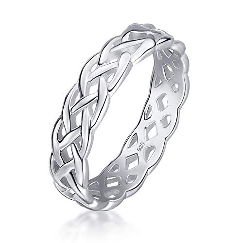 Amberta Damen Ring aus Sterling Silber Keltisches Knoten Design Spiraler Flechtring: Innen Umfang - Größe 55.1 mm von Amberta