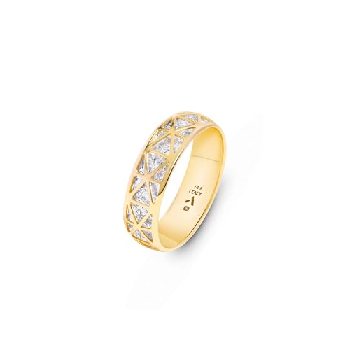 Amberta Italien 14 Karat Statement Ring AUD Gold | 14 Karat Goldring | Echt Gold Ring Diamantschliff | Ring Gold 14 Karat Damen:Damenring WeissgoldRinggrösse 57.6 von Amberta