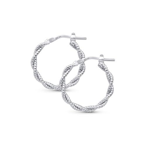 Amberta Italien Damen Silberne Creolen 925 Sterling Silber | Creolen Silber Gedreht | Gedrehte Ohrringe Silber | Damen Creolen Silber 925: Creolen Vergoldet von Amberta