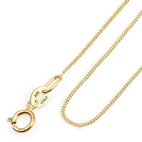 Amberta Italienische 14K 585 Echt Goldkette Damen und Herren | Dünne Box Singapur Panzer Echte Gold Kette Halsbadnd 40/45/50 cm: 14K 585 Panzerkette Gold 40 cm von Amberta
