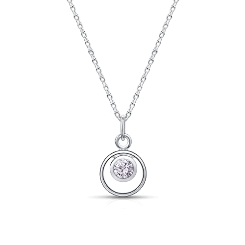 Amberta Lumini Damen Halskette mit Anhänger aus 925 Sterling Silber mit Simuliertem Geburtsstein: April Geburtsstein Simulierter Diamant Zirkonia von Amberta