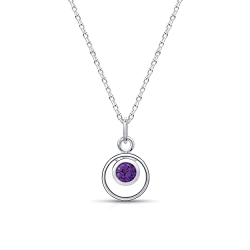 Amberta Lumini Damen Halskette mit Anhänger aus 925 Sterling Silber mit Simuliertem Geburtsstein: Februar Geburtsstein Simulierter Amethyst Zirkonia von Amberta