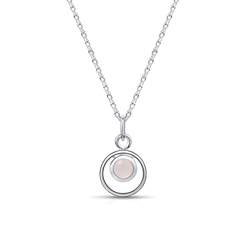 Amberta Lumini Damen Halskette mit Anhänger aus 925 Sterling Silber mit Simuliertem Geburtsstein: Juni Geburtsstein Simulierter Mondstein Zirkonia von Amberta