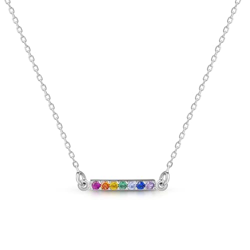 Amberta Lumini Damen Regenbogen Halskette aus 925 Sterling Silber mit Mehrfarbig Kristall: Silber Bunte Kette Amberta Lumini Damen Regenbogen Halskette aus 925 Sterling Silber mit Mehrfarbig Kristall: Silber Bunte Kette von Amberta