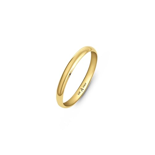 Amberta Massiv Italienische 14K 585er Gold Eheringe für Damen und Herren | Echte 585 Gold Trauringe für Sie und Ihn | Polierte Premium Gelbgold & Weißgold Ringe: 2 mm Gelbgold Ring Größe 62,2 von Amberta