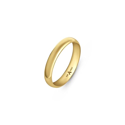 Amberta Massiv Italienische 14K 585er Gold Eheringe für Damen und Herren | Echte 585 Gold Trauringe für Sie und Ihn | Polierte Premium Gelbgold & Weißgold Ringe: 3.5 mm Gelbgold Ring Größe65 von Amberta