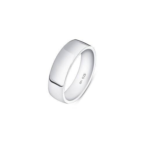 Amberta Massiver 925 Sterling Silber Ehering Mann | 5 6 8 mm Silber Poliert Daumenring Komfort Passform Bandring Herren: 6 mm - Größe 68.8 von Amberta
