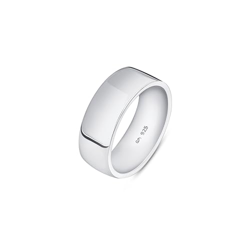 Amberta Massiver 925 Sterling Silber Ehering Mann | 5 6 8 mm Silber Poliert Daumenring Komfort Passform Bandring Herren: 8 mm - Größe 57.6 von Amberta
