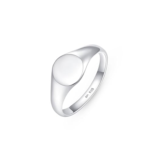 Amberta Siegelring Damen aus 925 Sterling Silber | Kleine Fingerringe für Mädchen | Stapelringe Damen | Sterling Silber Ring Damen - Siegelring Rund Ringgrösse 48 von Amberta