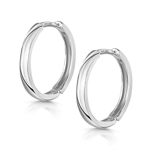 Amberta® 925 Sterling Silber Edle Ringe mit Scharnierbügel – Kleine Runde Klapp-Creolen Ohrringe - Durchmesse 20 mm von Amberta