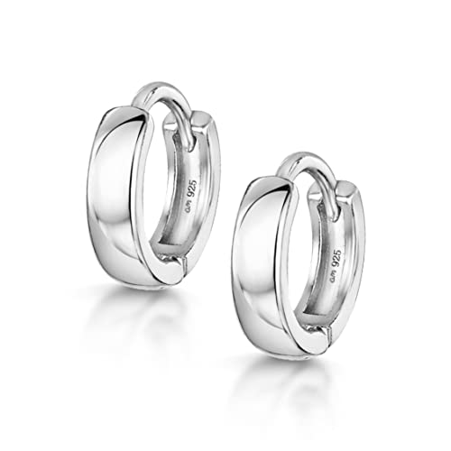 Amberta® 925 Sterling Silber Edle Ringe mit Scharnierbügel – Kleine Runde Klapp-Creolen Ohrringe - Durchmesse 10 mm von Amberta