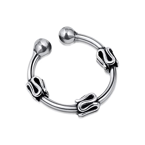 Amberta Unisex Bali Manschetten Ohrring aus 925 Sterling Silber: 3 verdrillte Drähte Muster von Amberta