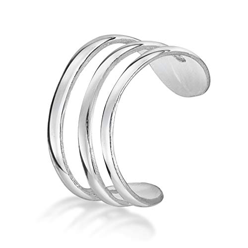 Amberta Unisex Manschetten Ohrring aus 925 Sterling Silber: Dreistufiger Ohrclip von Amberta