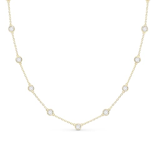 Ambeta Damen Halskette mit Zirkonia aus Sterling Silber 925| Kleine Silber Kristall Kette | Layering Halskette | Halsband Silber Damen: Gold Anhänger Kette von Amberta