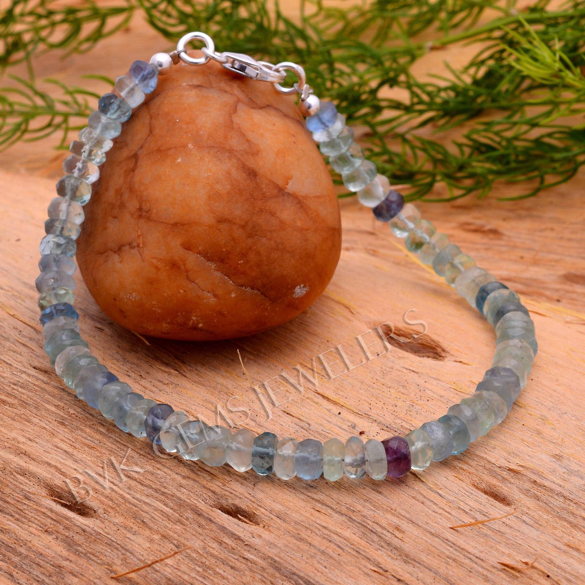 Natürliche Fluorit Perlen Armband, 5mm Facettierte Rondell Edelstein Schmuck, Lila Armband Natürliche Fluorit Perlen Armband, 5mm Facettierte Rondell Edelstein Schmuck, Lila Armband von AmbeyGemsCreations