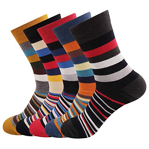 Ambielly Herren Lustig Socken 5 Paare Bunt Baumwolle Neuheit Crew Socken Männer Gemustert Funky Mode Beiläufig Kleid Socken(40-46) (LB00007L) von Ambielly