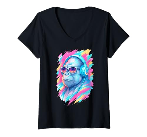 Damen Techno House Electro Minimal Goa PSY Trance Acid Rave DnB T-Shirt mit V-Ausschnitt von Ambient Progressive Psytrance Jungle Dubstep Beat