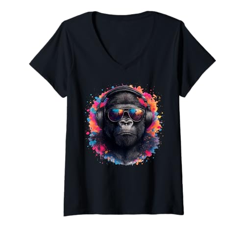 Damen Techno House Electro Minimal Goa PSY Trance Acid Rave DnB T-Shirt mit V-Ausschnitt von Ambient Progressive Psytrance Jungle Dubstep Beat