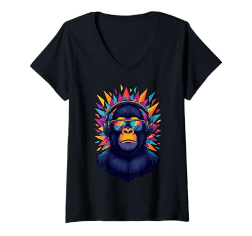 Damen Techno House Electro Minimal Goa PSY Trance Acid Rave DnB T-Shirt mit V-Ausschnitt von Ambient Progressive Psytrance Jungle Dubstep Beat
