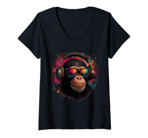 Damen Techno House Electro Minimal Goa PSY Trance Acid Rave DnB T-Shirt mit V-Ausschnitt von Ambient Progressive Psytrance Jungle Dubstep Beat