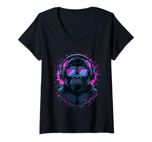 Damen Techno House Electro Minimal Goa PSY Trance Acid Rave DnB T-Shirt mit V-Ausschnitt von Ambient Progressive Psytrance Jungle Dubstep Beat