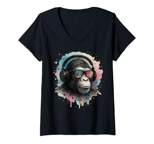 Damen Techno House Electro Minimal Goa PSY Trance Acid Rave DnB T-Shirt mit V-Ausschnitt von Ambient Progressive Psytrance Jungle Dubstep Beat