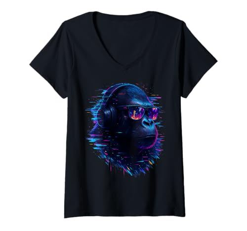 Damen Techno House Electro Minimal Goa PSY Trance Acid Rave DnB T-Shirt mit V-Ausschnitt von Ambient Progressive Psytrance Jungle Dubstep Beat