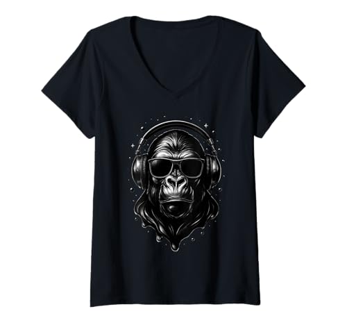 Damen Techno House Electro Minimal Goa PSY Trance Acid Rave DnB T-Shirt mit V-Ausschnitt von Ambient Progressive Psytrance Jungle Dubstep Beat